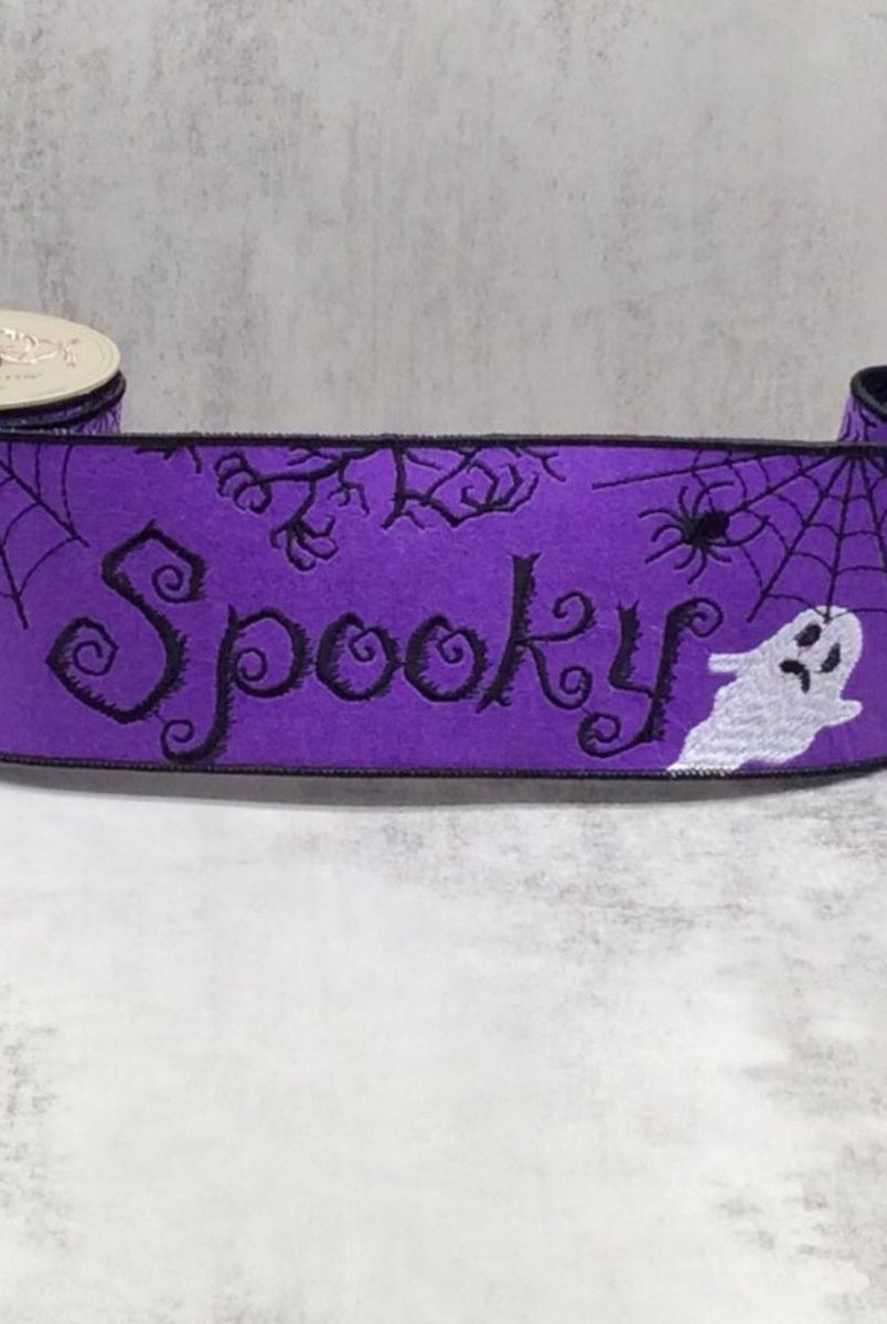 Shop For 4" Spooky Ghost Spider Felt Ribbon: Purple (5 Yards)