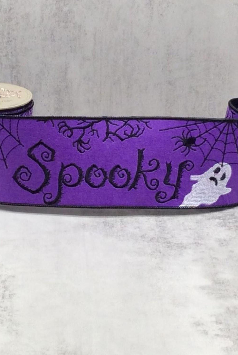 4" Spooky Ghost Spider Felt Ribbon: Purple (5 Yards)