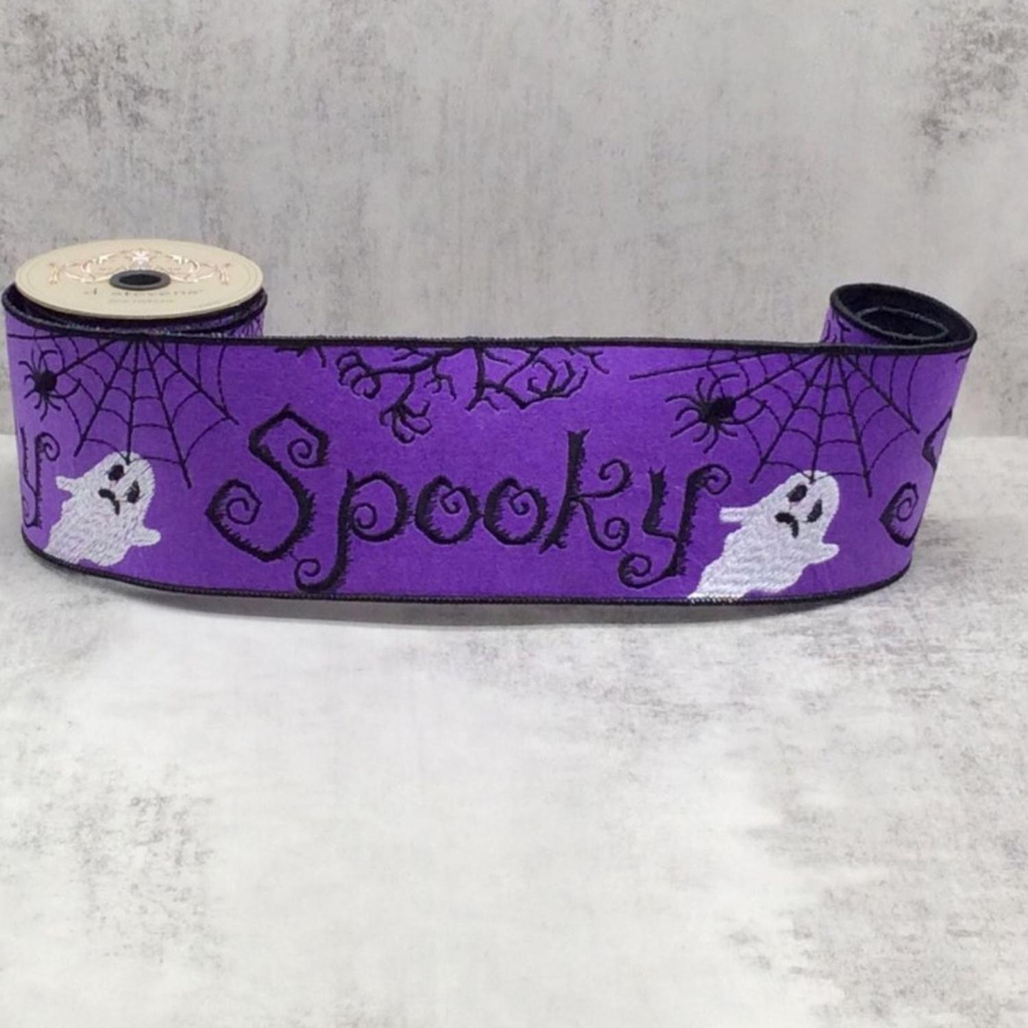 Shop For 4" Spooky Ghost Spider Felt Ribbon: Purple (5 Yards)