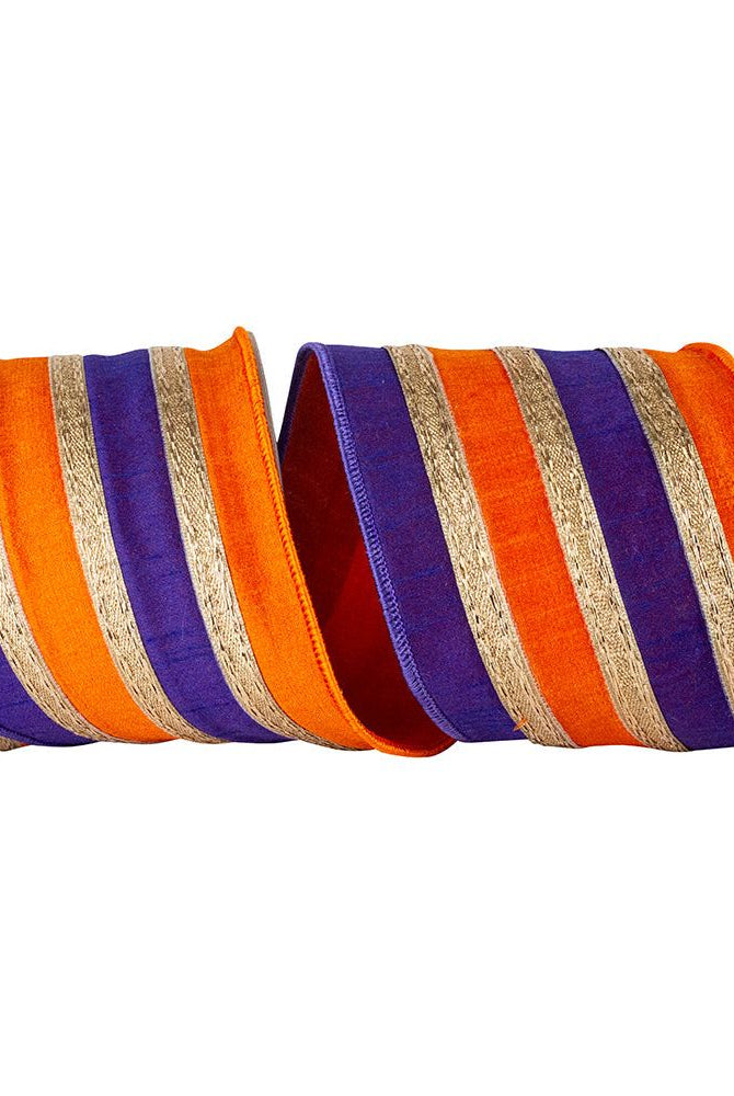 Shop For 4" Stripe Trimming Overlay Ribbon: Orange/Purple (5 Yards)