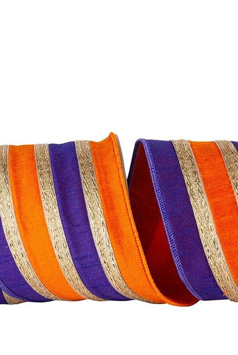Shop For 4" Stripe Trimming Overlay Ribbon: Orange/Purple (5 Yards)