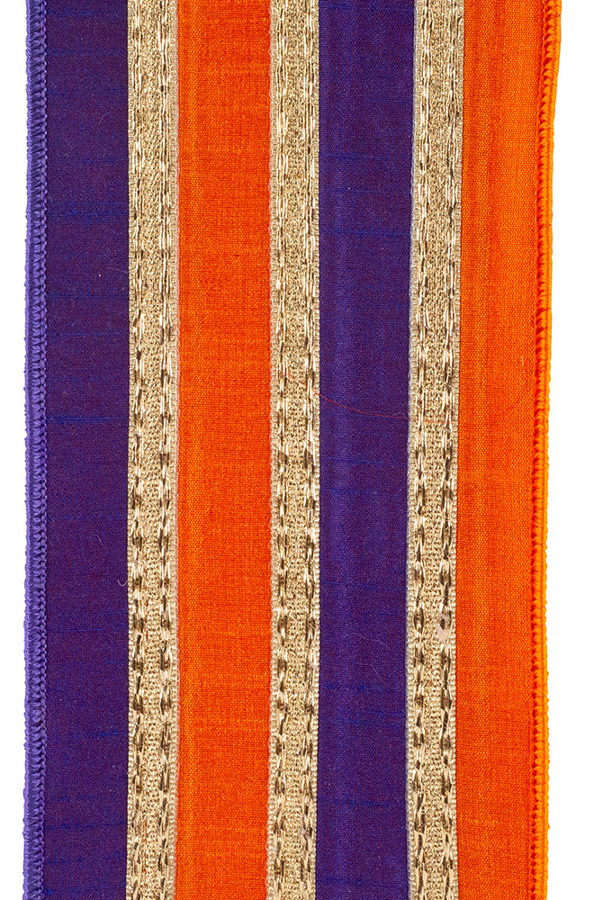 Shop For 4" Stripe Trimming Overlay Ribbon: Orange/Purple (5 Yards)