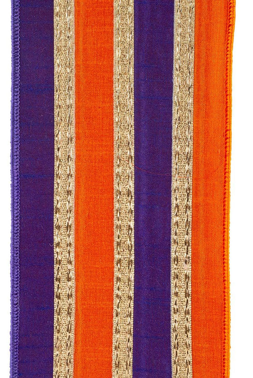Shop For 4" Stripe Trimming Overlay Ribbon: Orange/Purple (5 Yards)