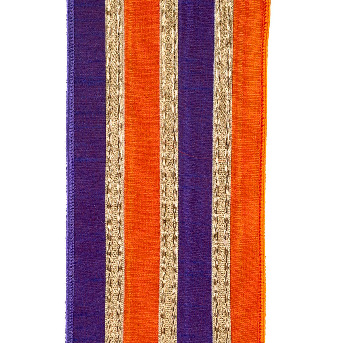 Shop For 4" Stripe Trimming Overlay Ribbon: Orange/Purple (5 Yards)