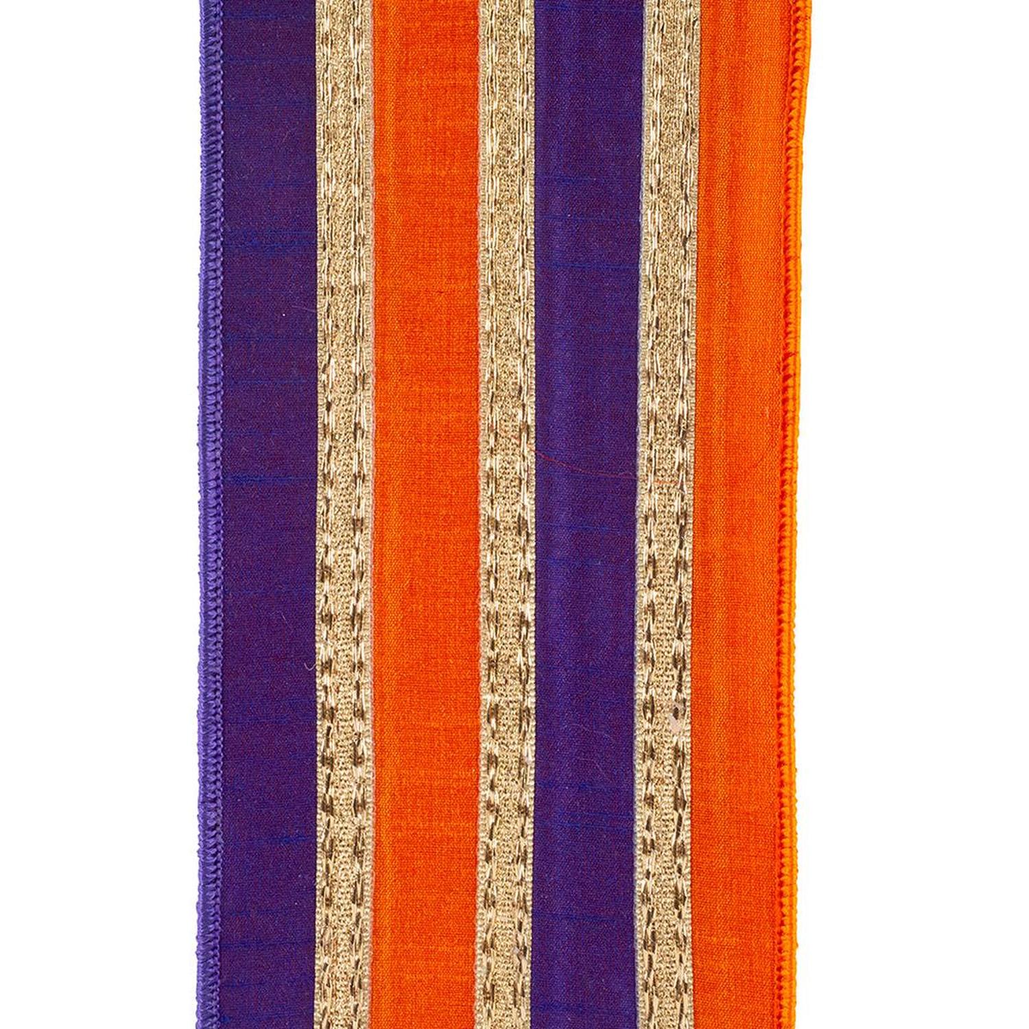 Shop For 4" Stripe Trimming Overlay Ribbon: Orange/Purple (5 Yards)