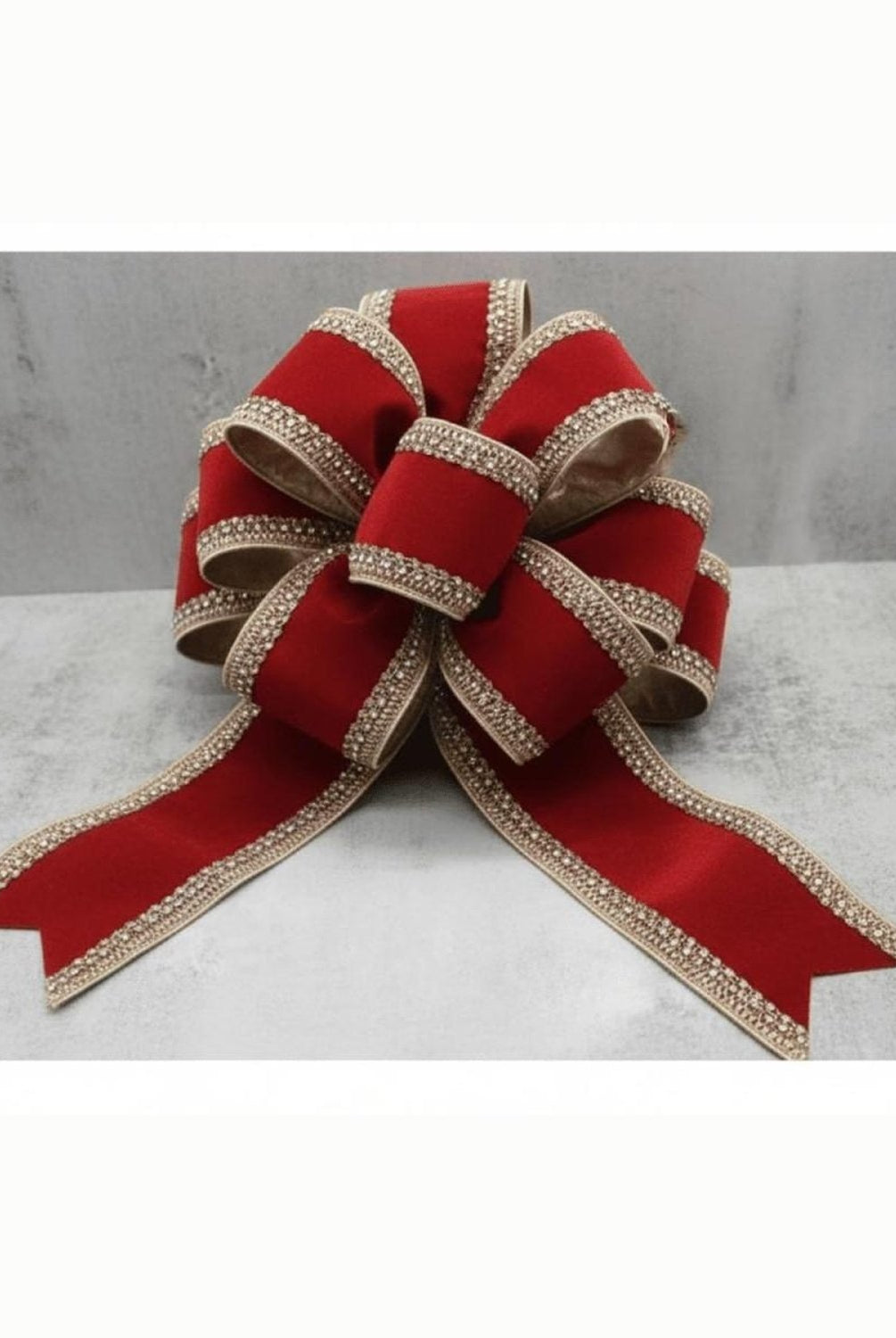 Shop For 4" Velvet Gold Jewel Ribbon: Red (5 Yards)