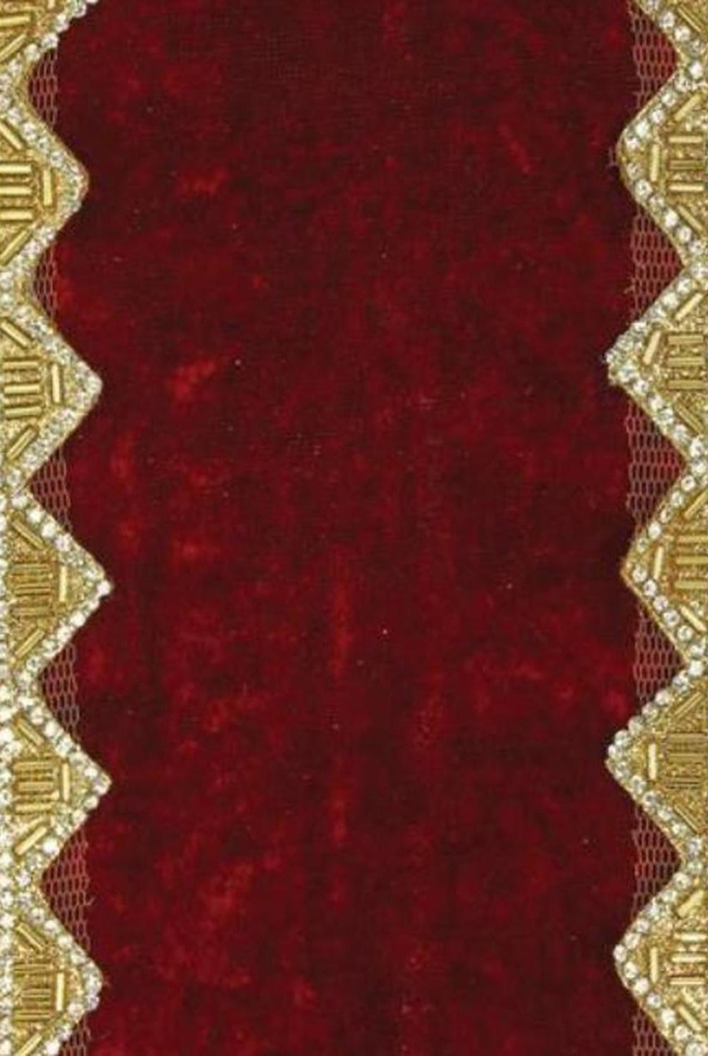 4" Velvet Jewel Trim Ribbon: Red (5 Yards)