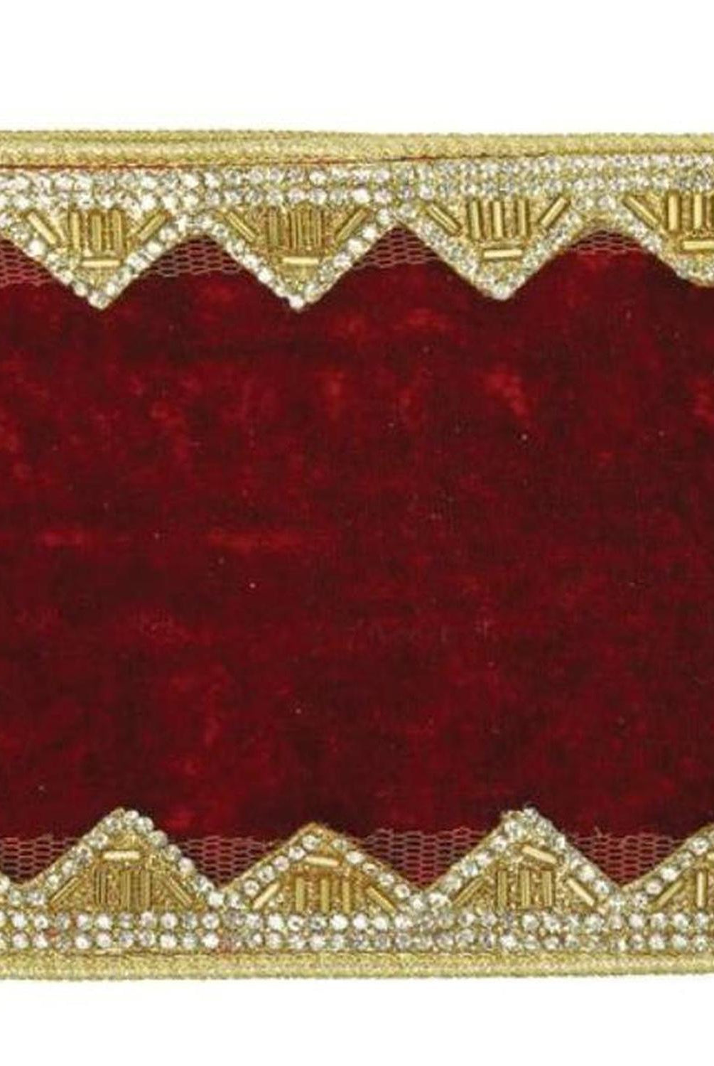 4" Velvet Jewel Trim Ribbon: Red (5 Yards)