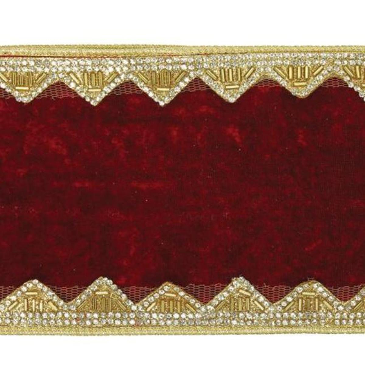 Shop For 4" Velvet Jewel Trim Ribbon: Red (5 Yards)