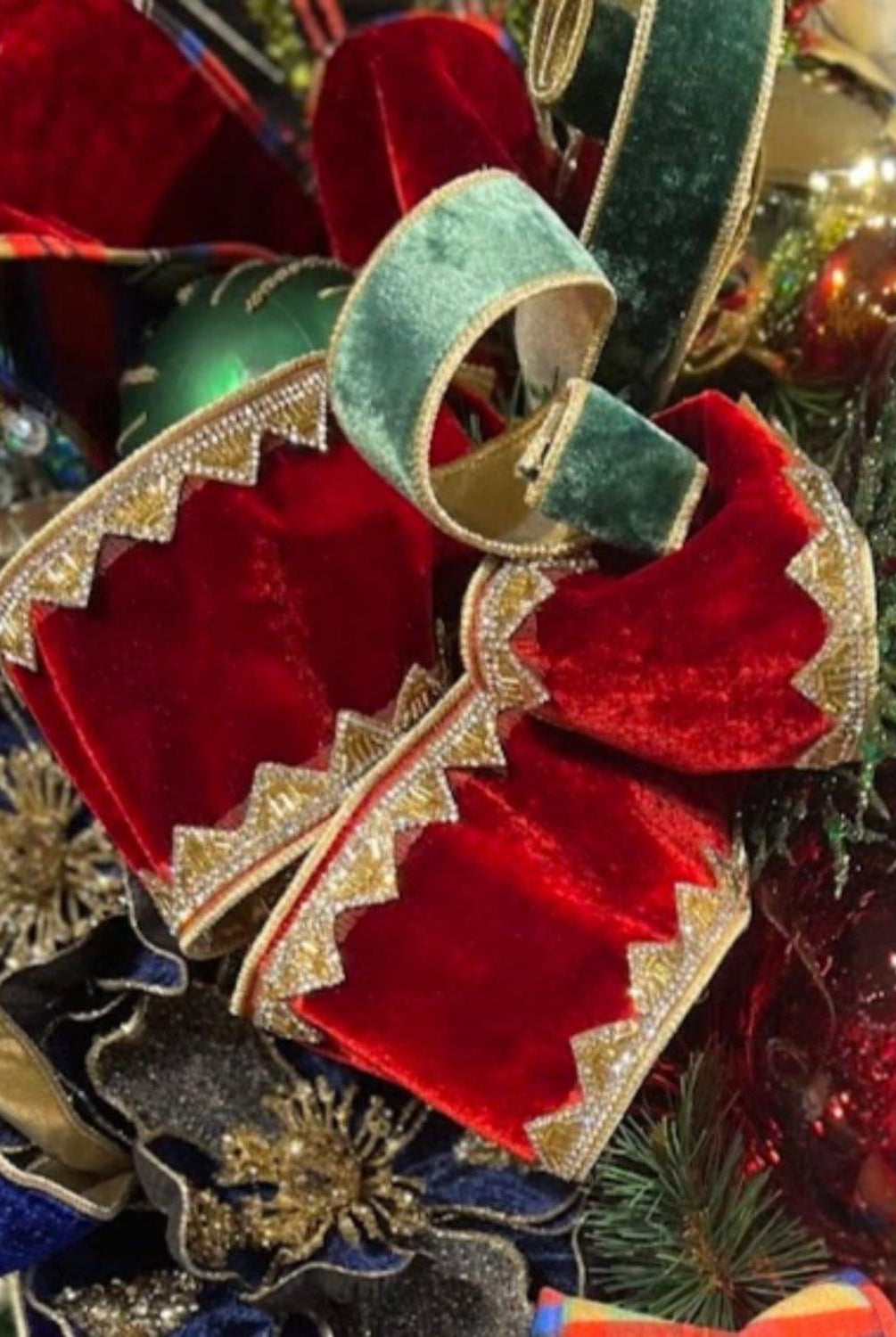 4" Velvet Jewel Trim Ribbon: Red (5 Yards)