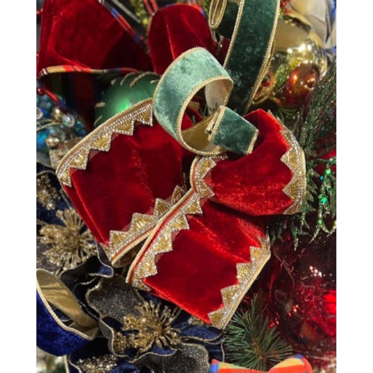 Shop For 4" Velvet Jewel Trim Ribbon: Red (5 Yards)