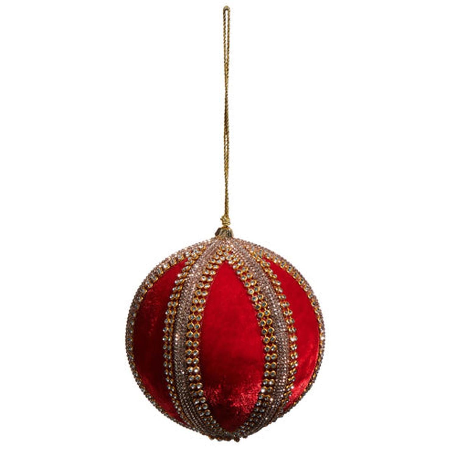 4" Velvet Jeweled Ball Ornament