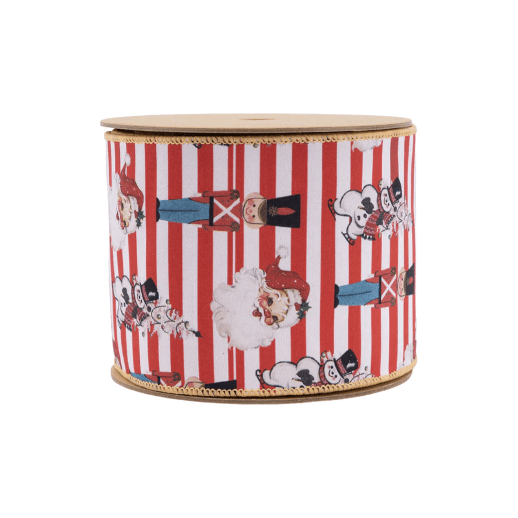 Shop For 4" Vintage Toys Santa Ribbon: Red/White (10 Yards)