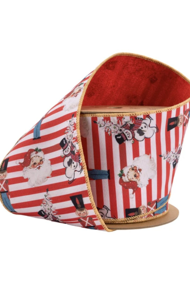 Shop For 4" Vintage Toys Santa Ribbon: Red/White (10 Yards)