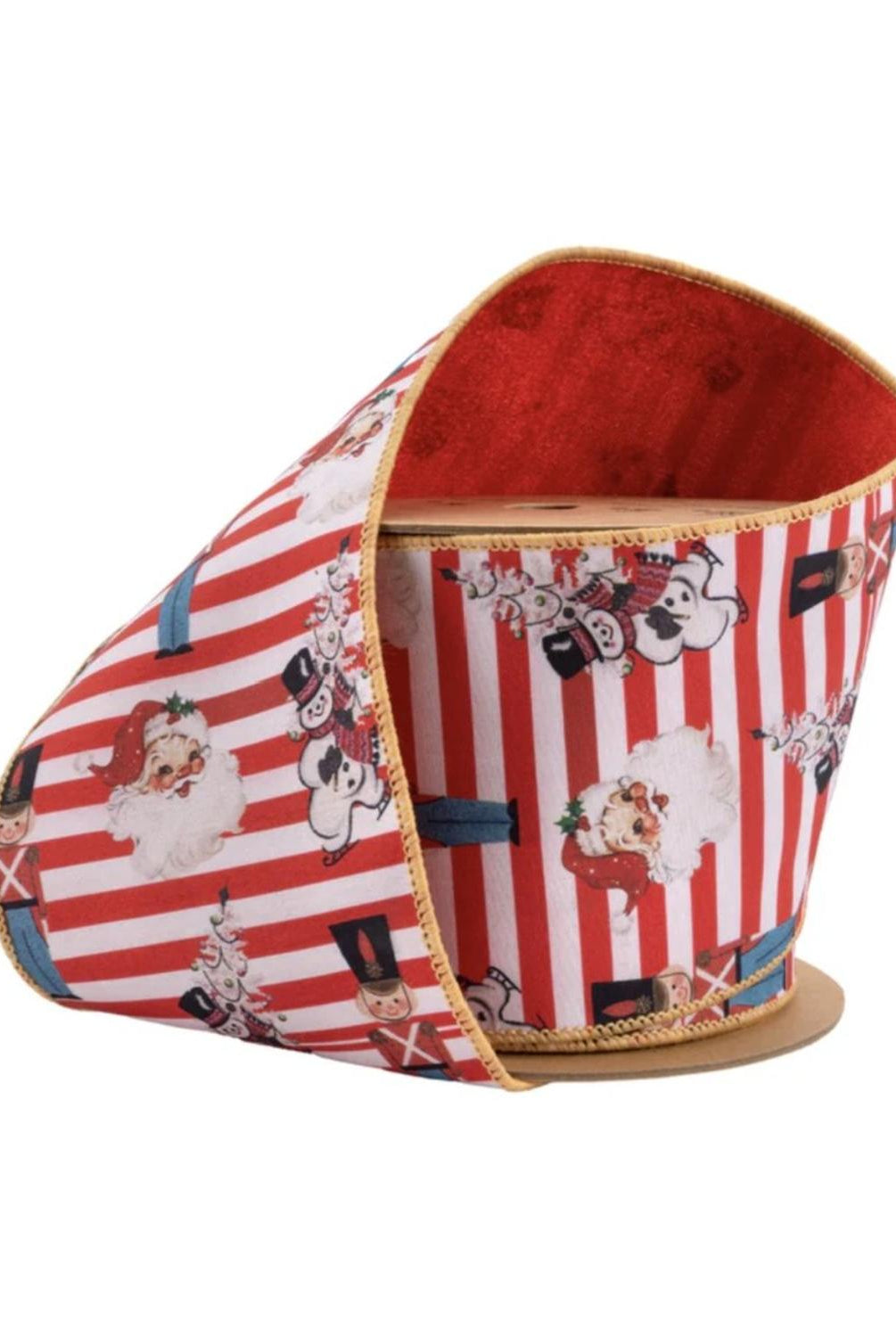 4" Vintage Toys Santa Ribbon: Red/White (10 Yards)