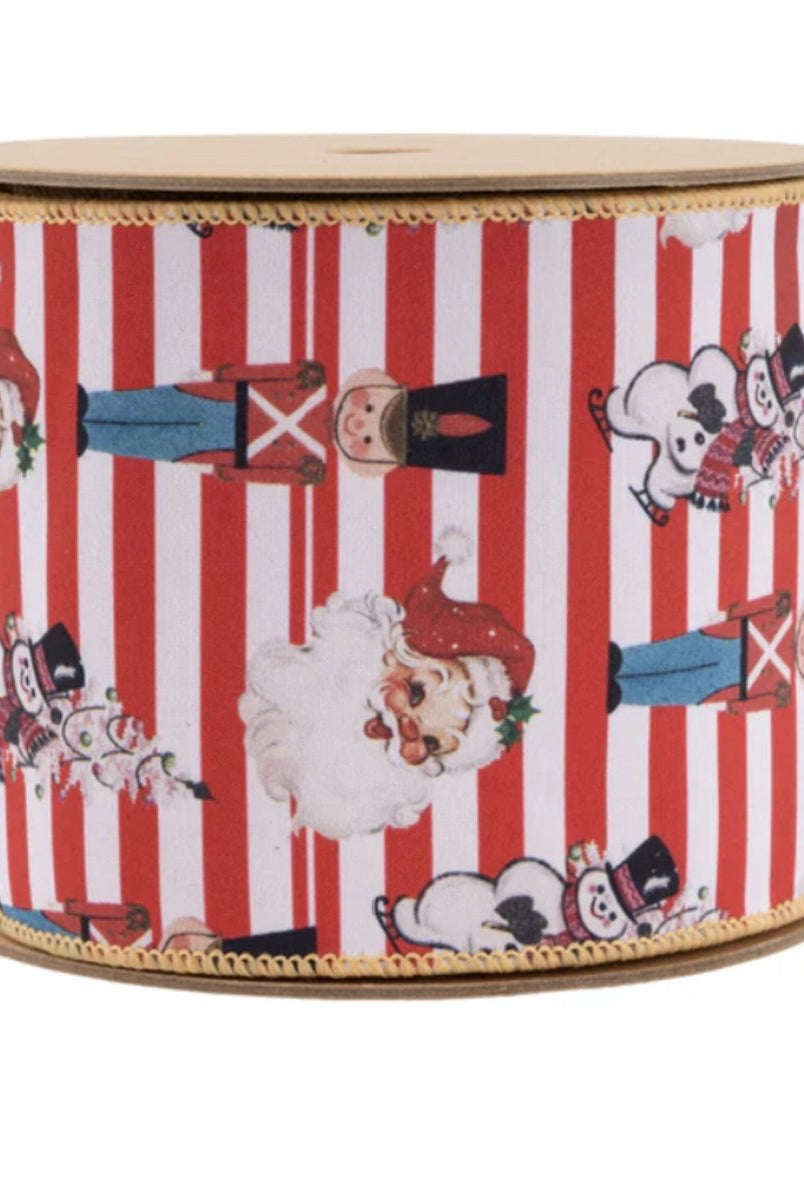 Shop For 4" Vintage Toys Santa Ribbon: Red/White (10 Yards)