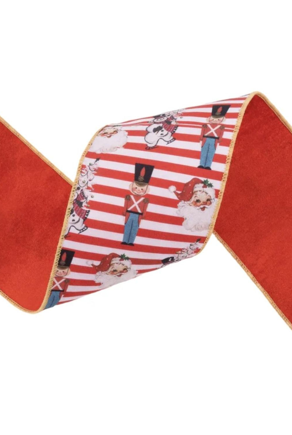 4" Vintage Toys Santa Ribbon: Red/White (10 Yards)