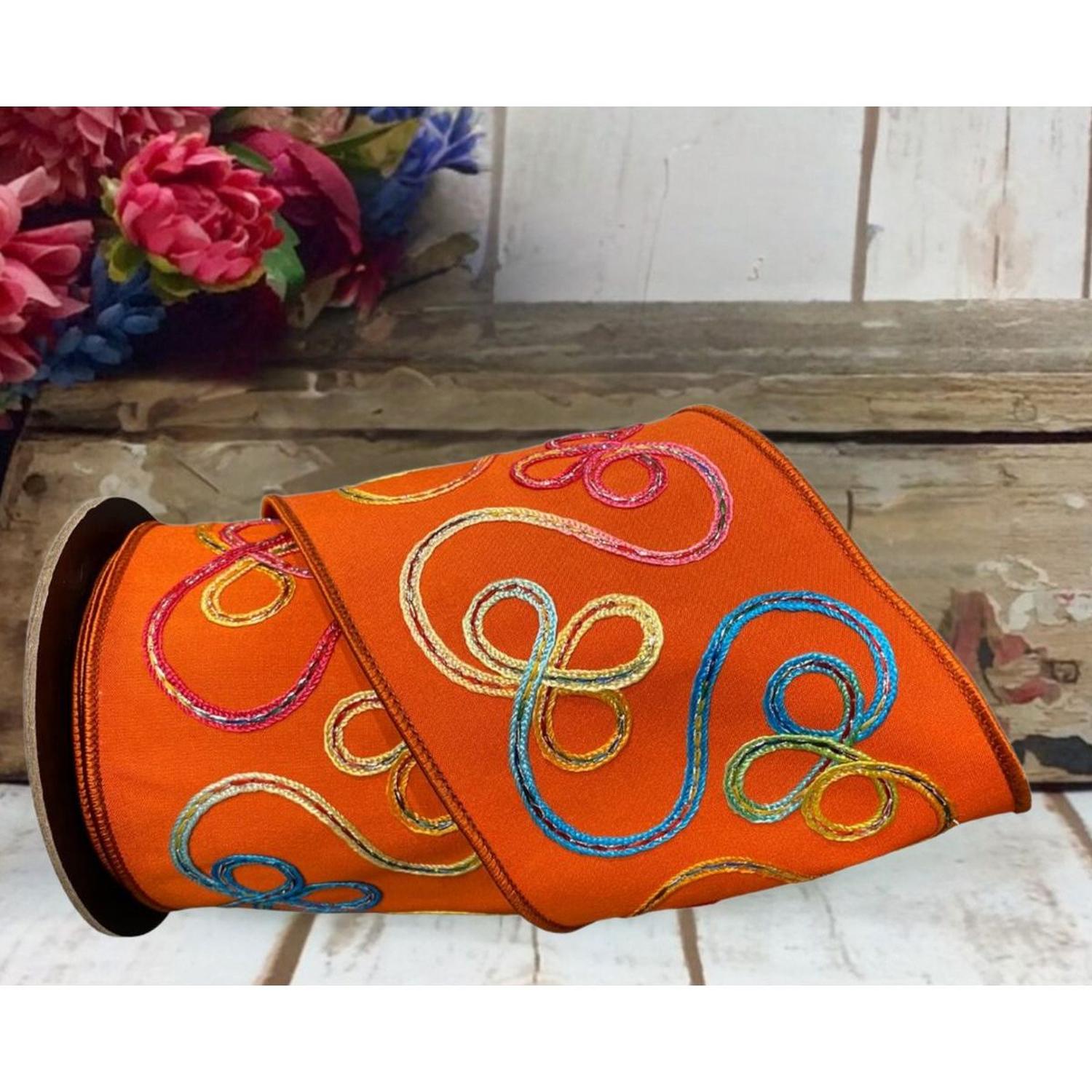 4" Whimsy Ribbon: Orange (10 Yards)