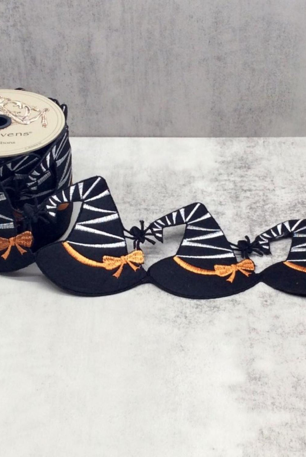 4" Witch Hat Garland Ribbon: Black (5 Yards)