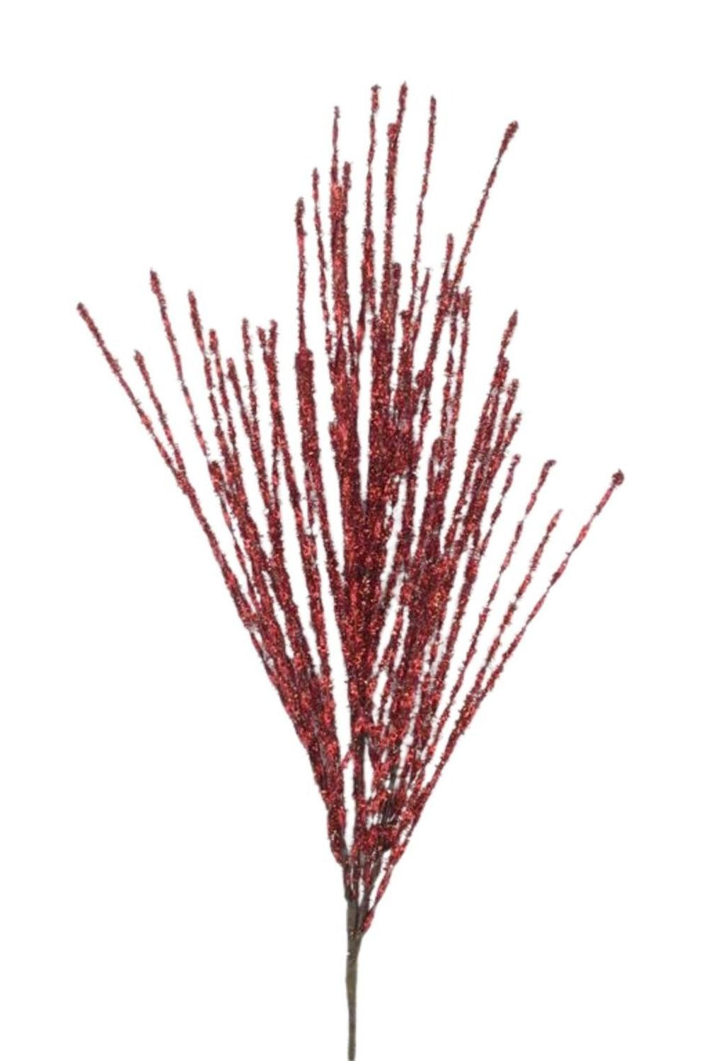 41" Tinsel Grass Spray: Red