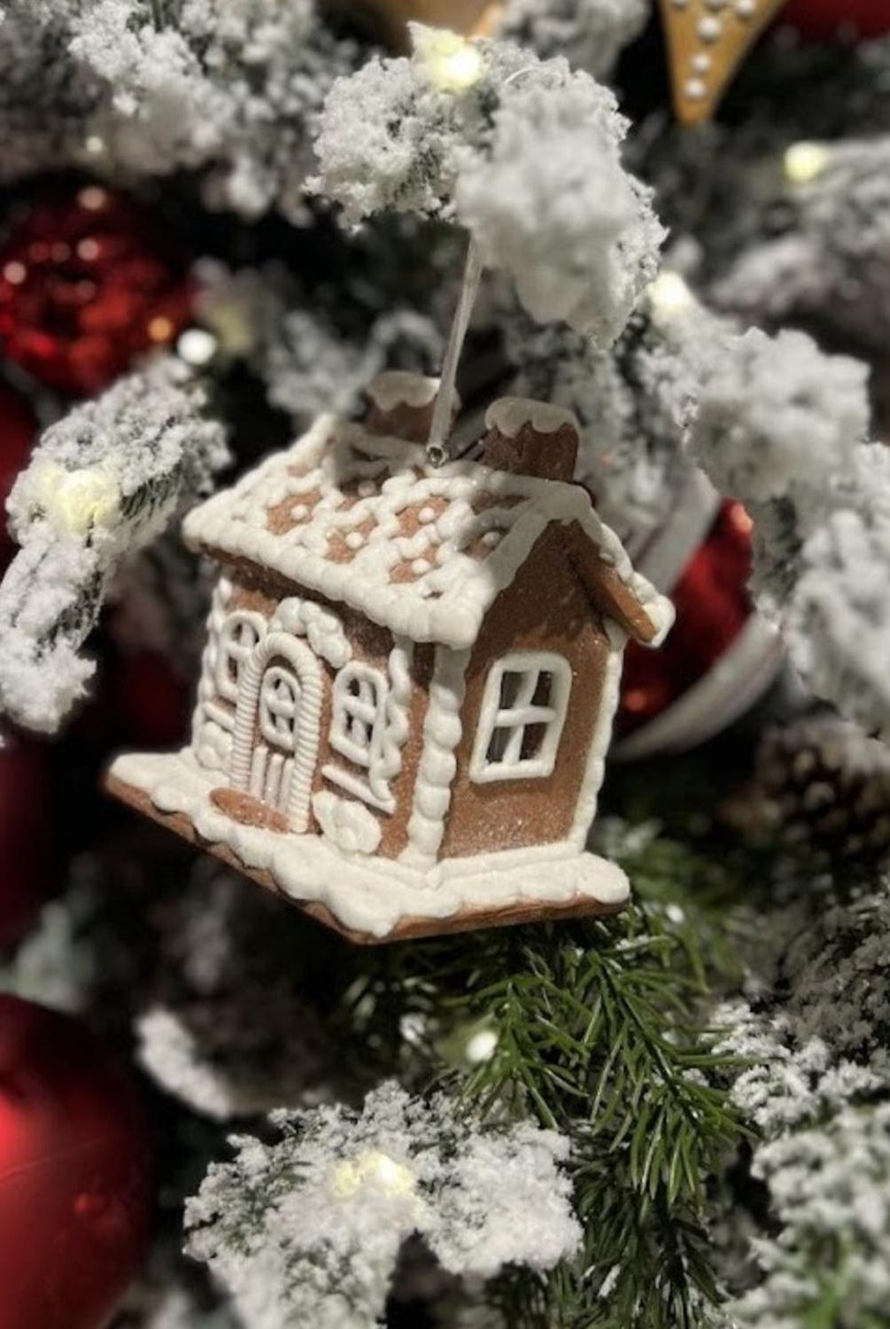 4.25" Lighted Gingerbread House Ornament (Set of 3)