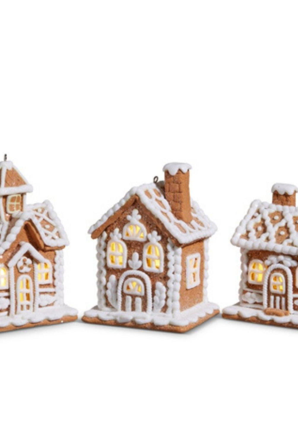 4.25" Lighted Gingerbread House Ornament (Set of 3)