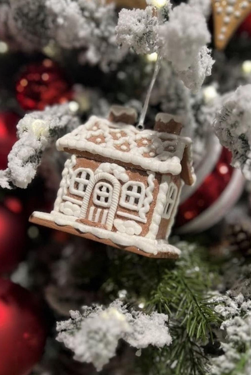 4.25" Lighted Gingerbread House Ornament (Set of 3)