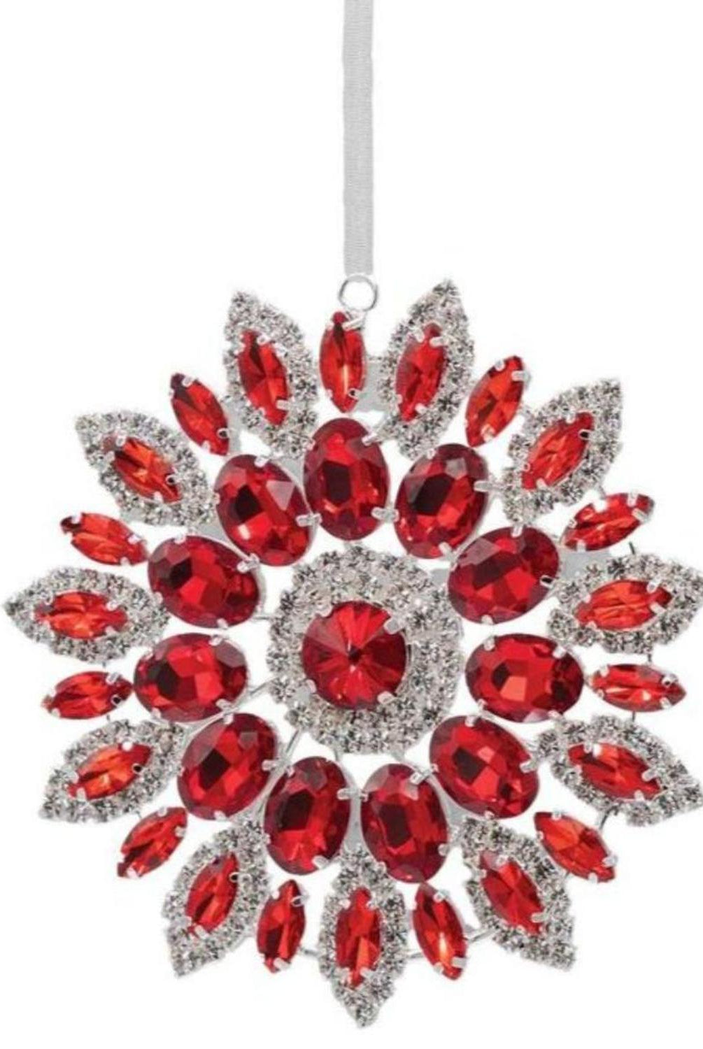4.25in Hanging Faux Jewel Ornament: Red