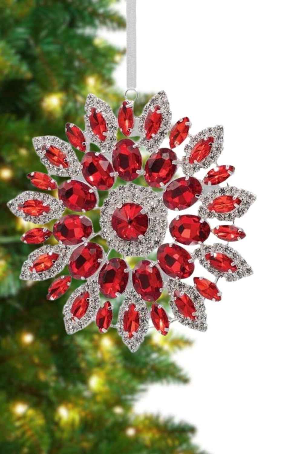 4.25in Hanging Faux Jewel Ornament: Red