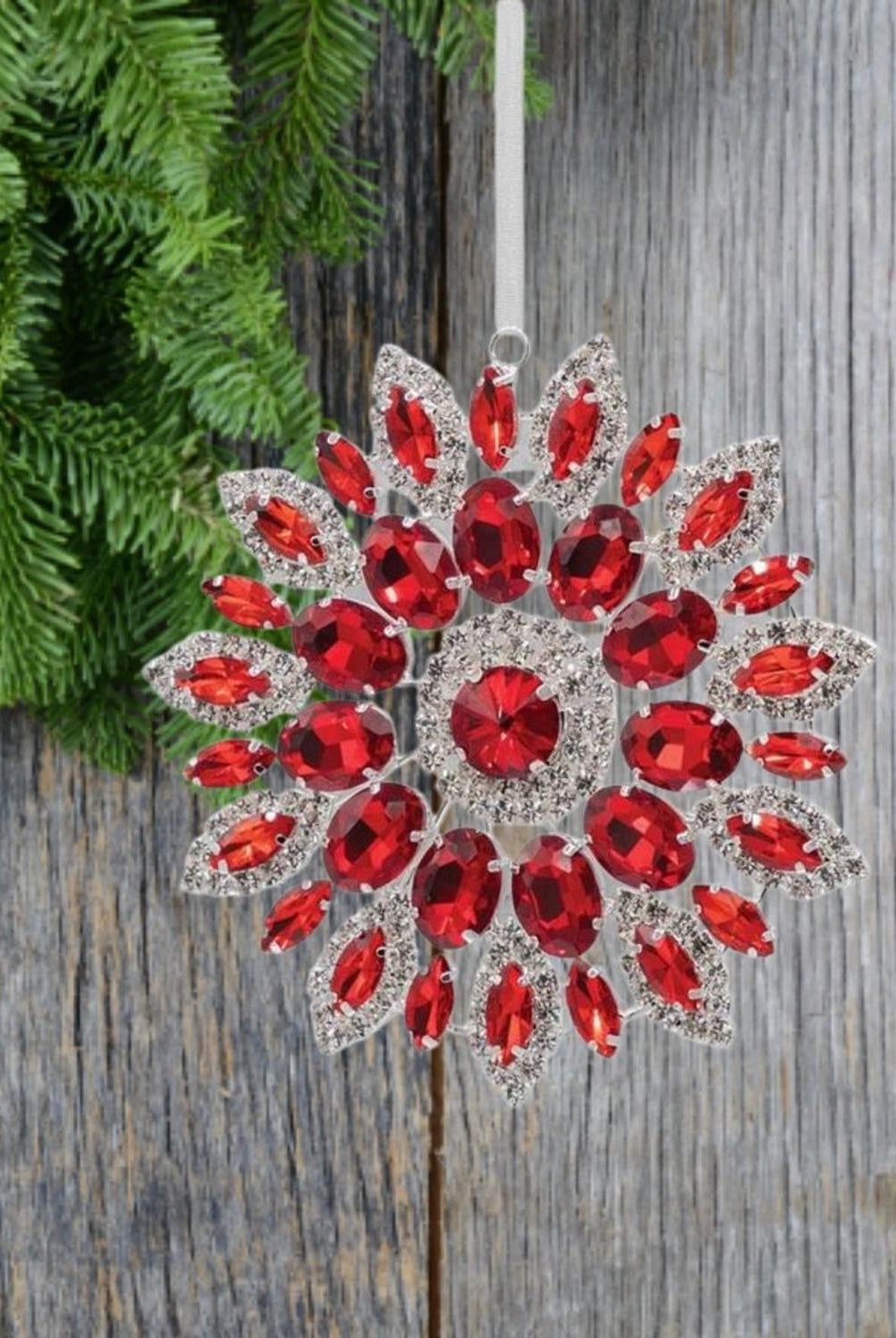 4.25in Hanging Faux Jewel Ornament: Red