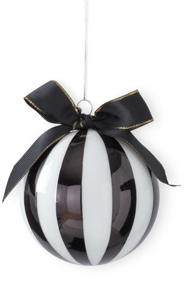 Shop For 4.25in Vertical Striped Glass Ball Ornament: Black/White