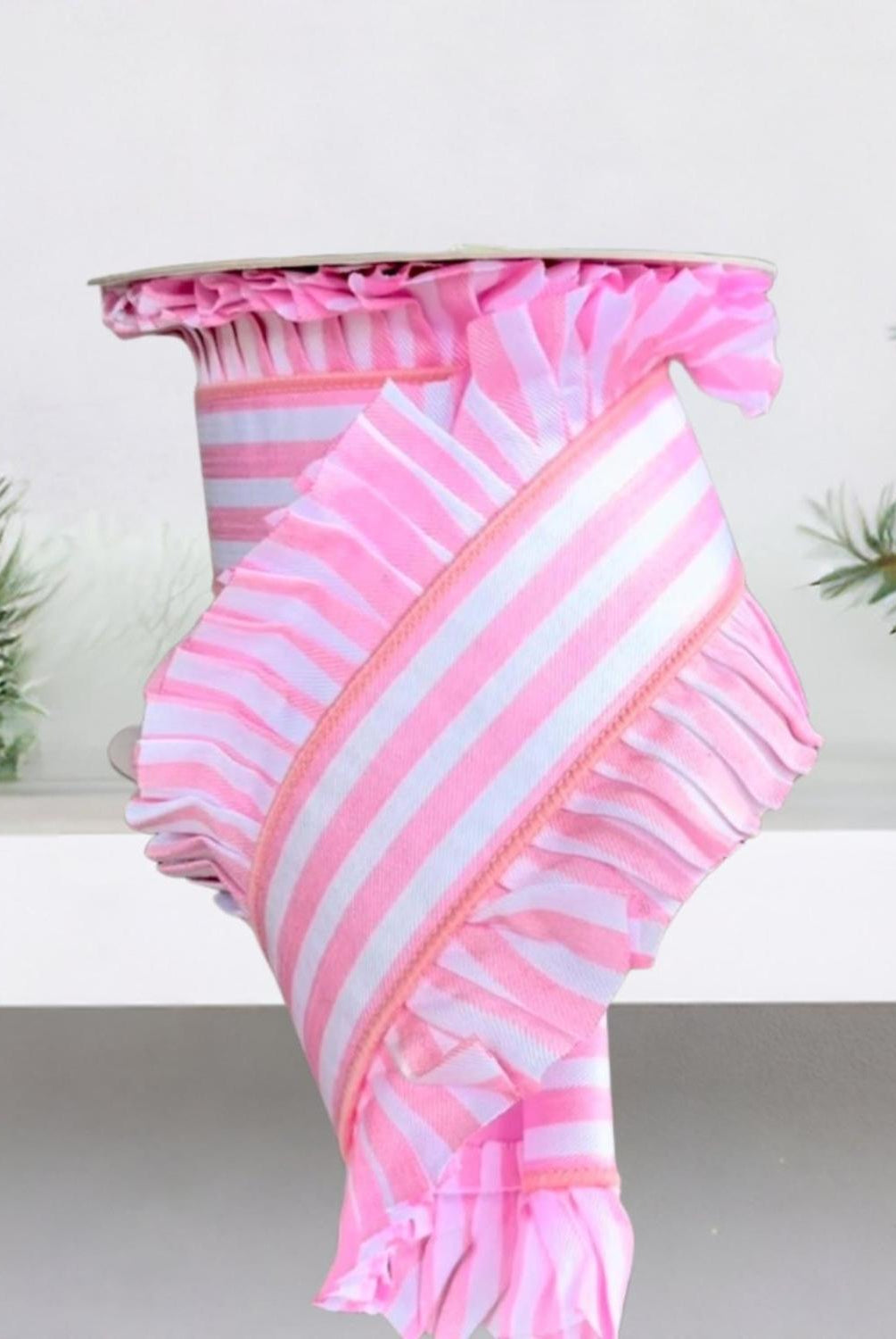 4.5" Candy Wrap Ruffle Ribbon: Pink (5 Yards)