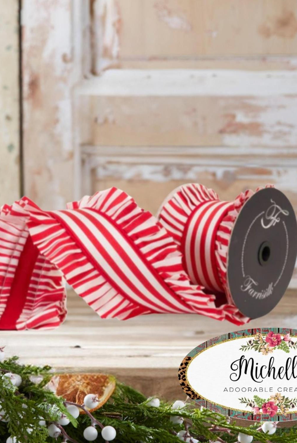 4.5" Candy Wrap Ruffle Ribbon: Red (5 Yards)