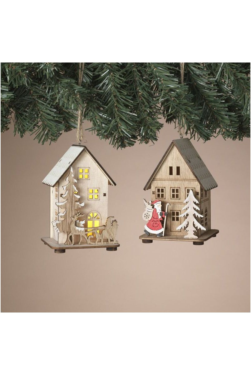 Shop For 4.5" Lighted Laser Cut Wood House Ornament