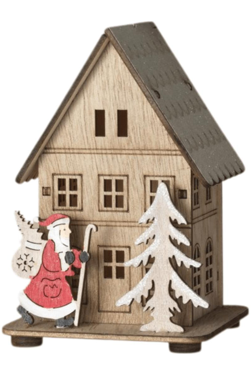 Shop For 4.5" Lighted Laser Cut Wood House Ornament