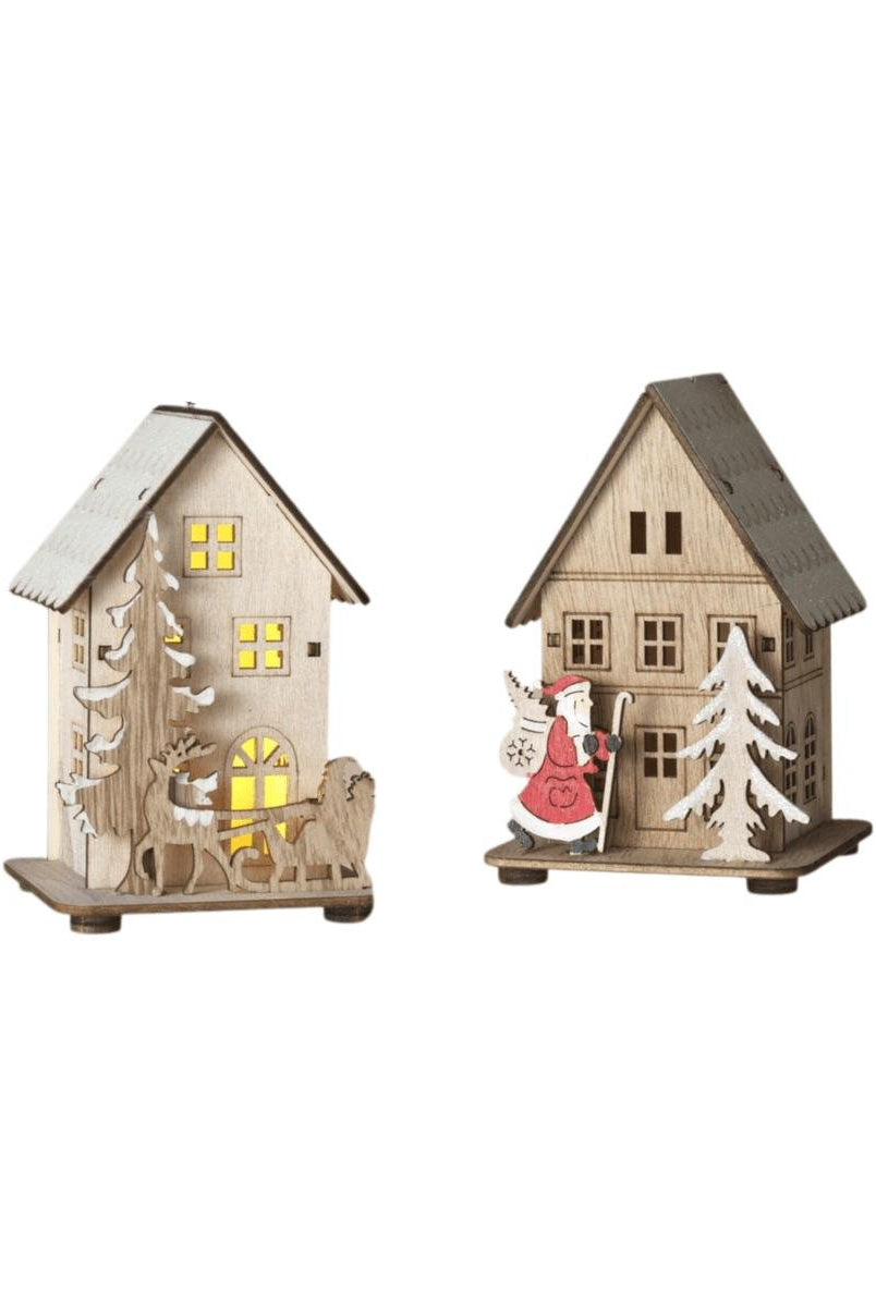 Shop For 4.5" Lighted Laser Cut Wood House Ornament