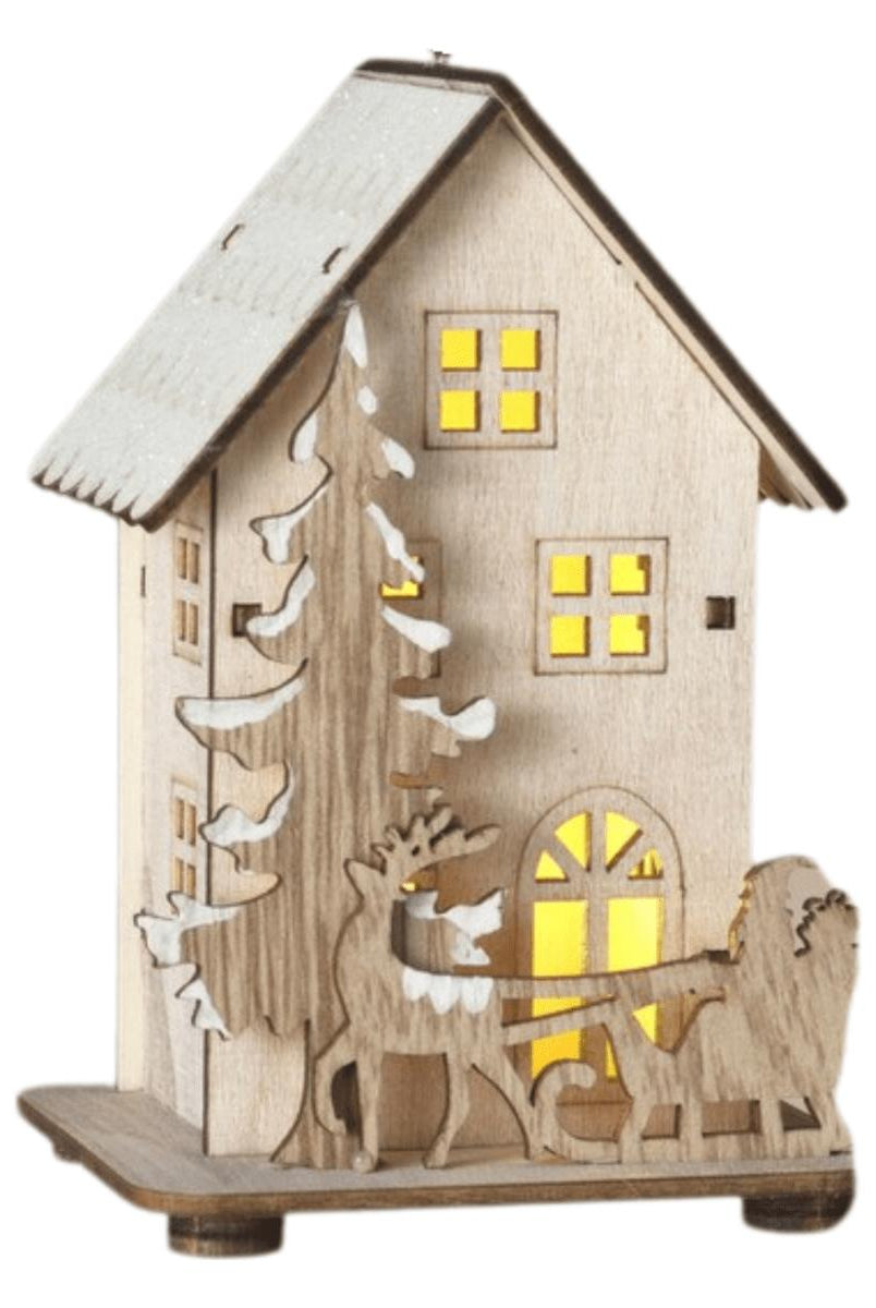Shop For 4.5" Lighted Laser Cut Wood House Ornament