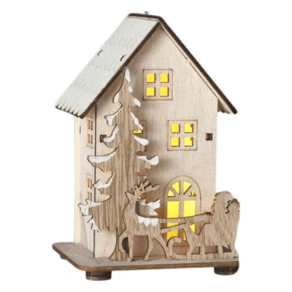 Shop For 4.5" Lighted Laser Cut Wood House Ornament