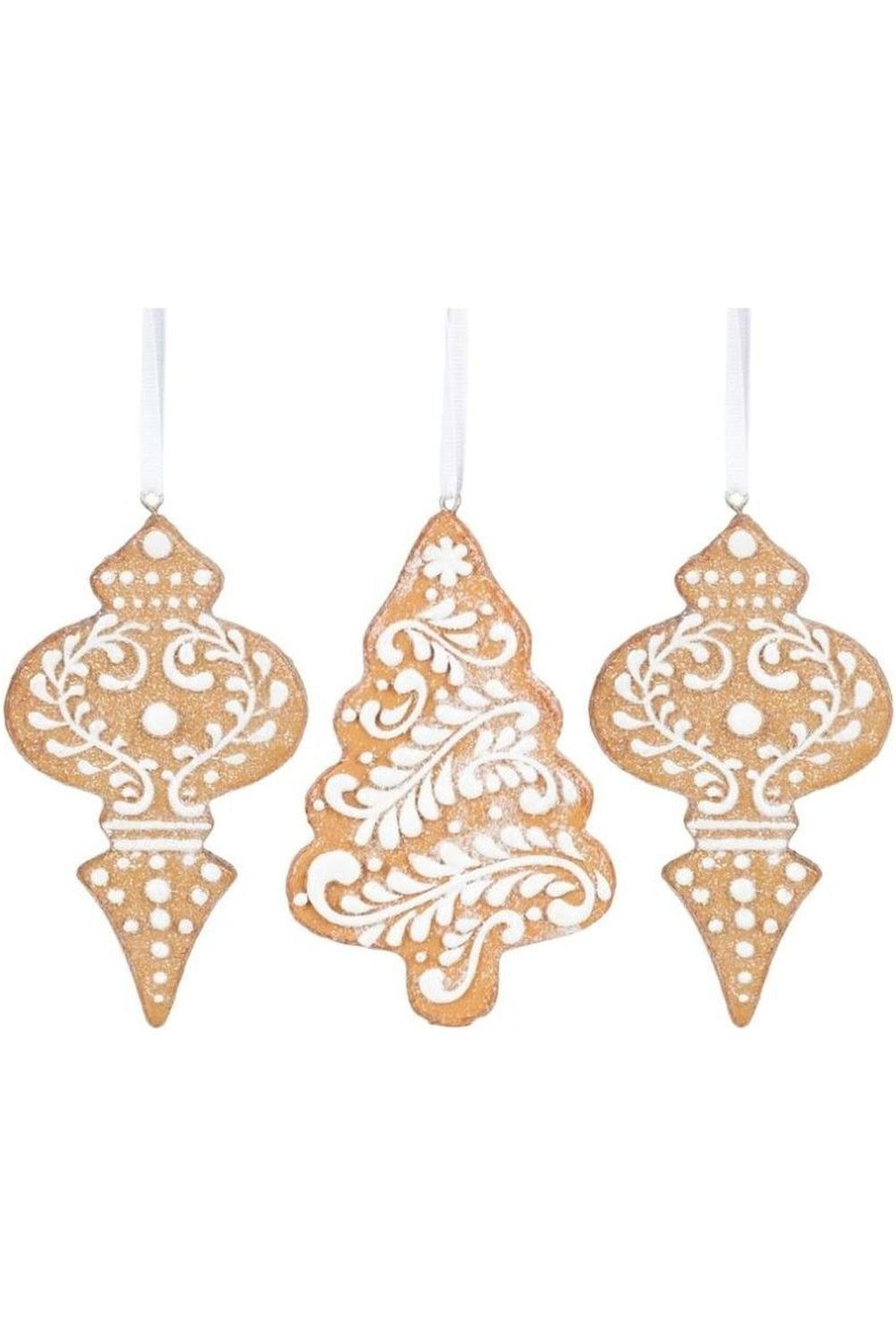 4.5" White Icing Gingerbread Ornaments (Asst 3)