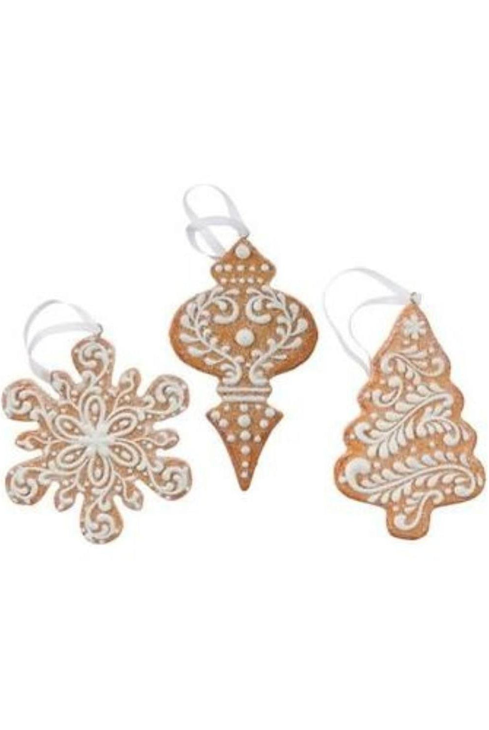 4.5" White Icing Gingerbread Ornaments (Asst 3)