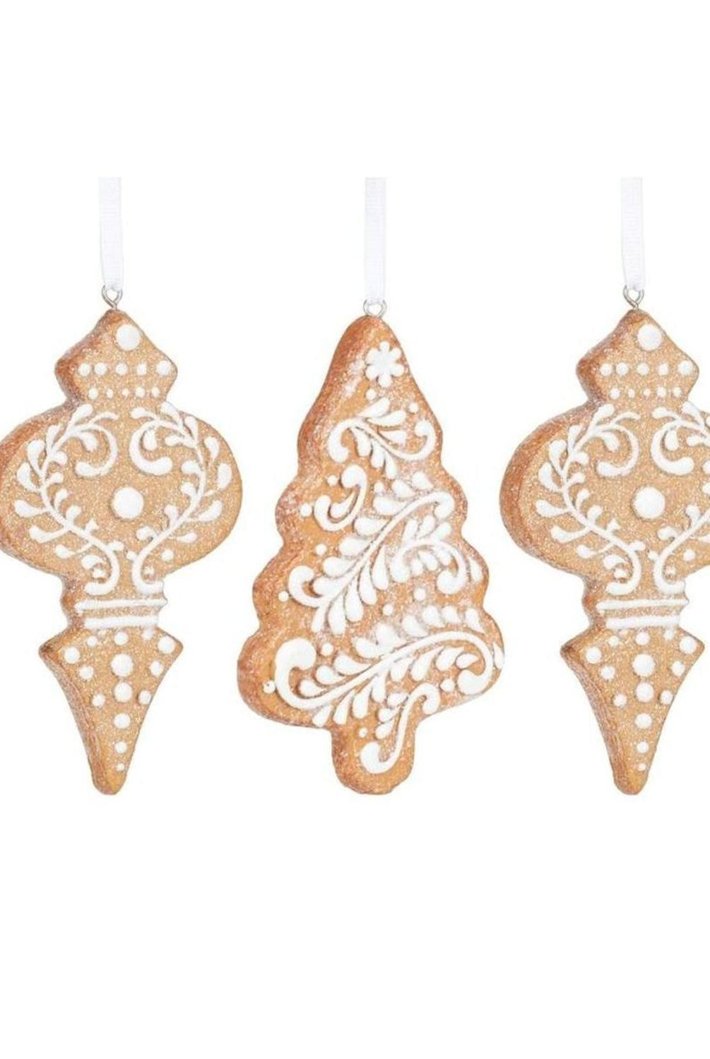 4.5" White Icing Gingerbread Ornaments (Asst 3)