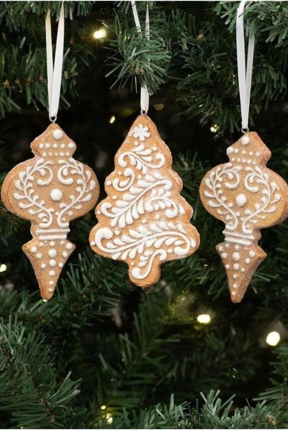 4.5" White Icing Gingerbread Ornaments (Asst 3)