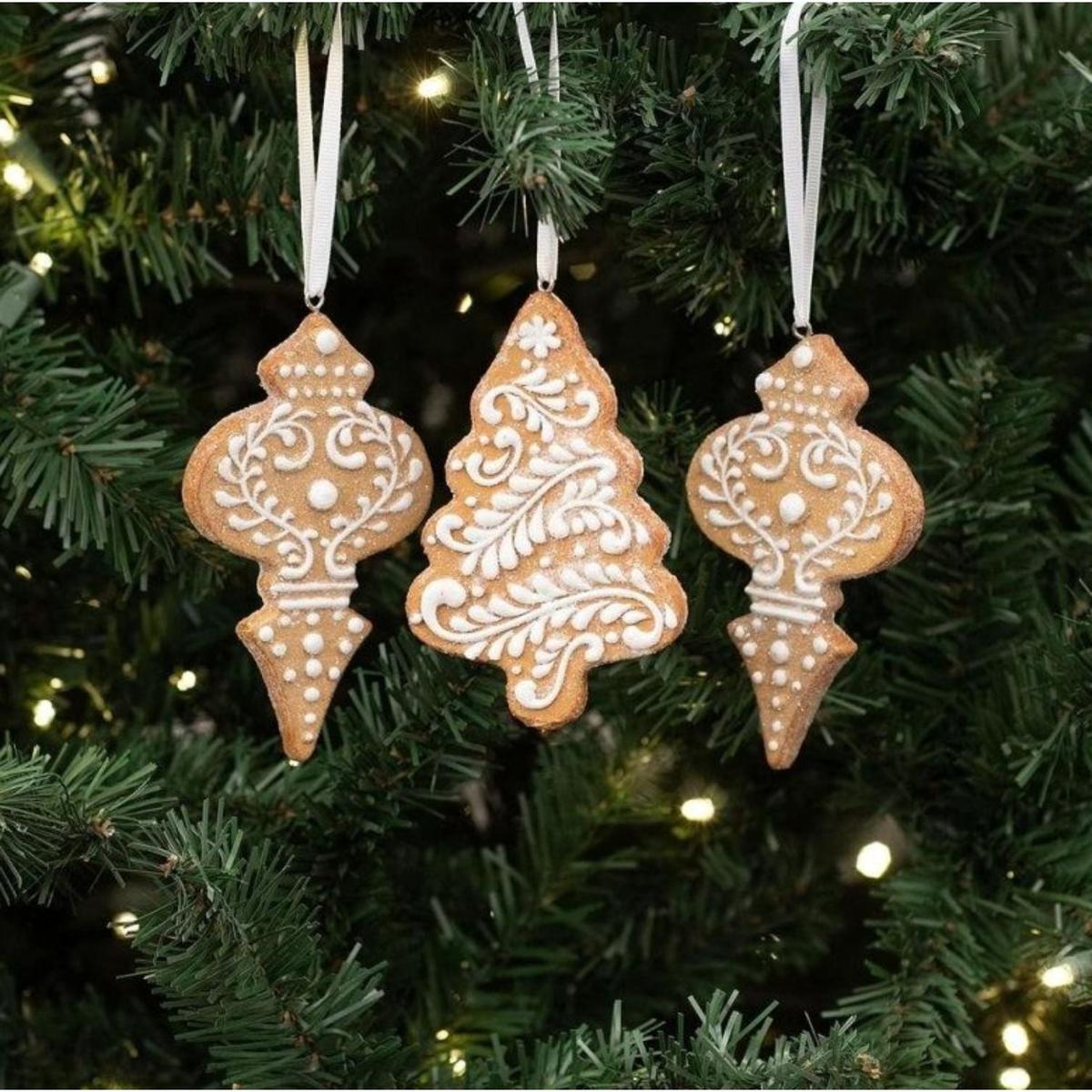 Shop For 4.5" White Icing Gingerbread Ornaments (Asst 3)