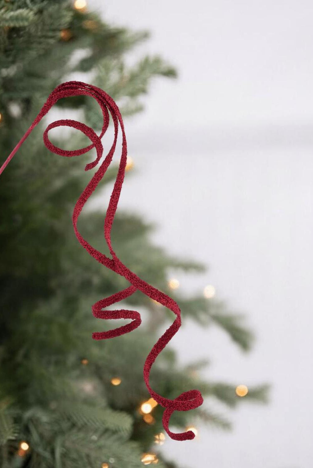 46" Glitter Beaded Ribbon Spray: Red