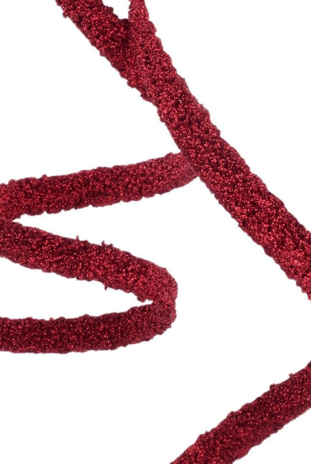 46" Glitter Beaded Ribbon Spray: Red