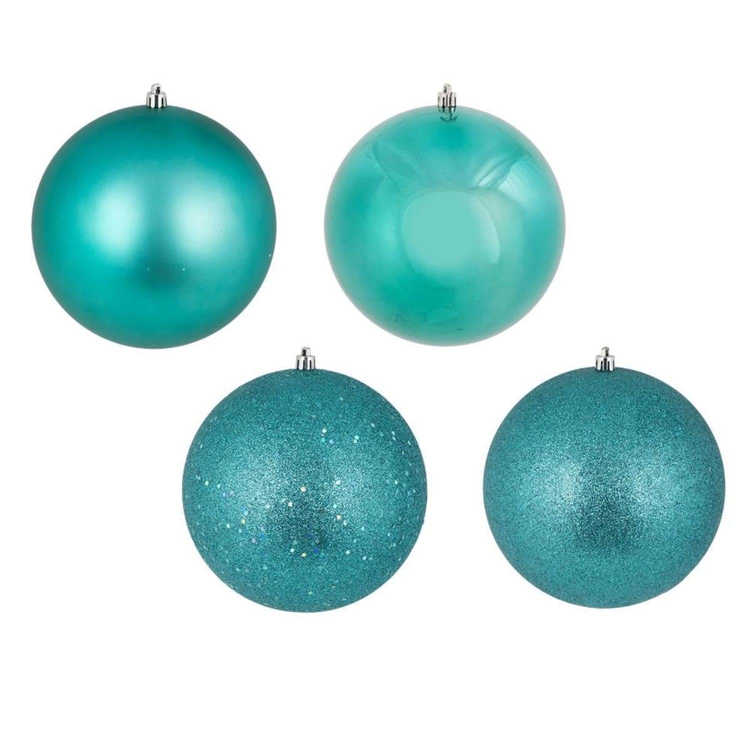 4.75in Teal Finish Christmas Ornament Assortment (Set of 4)