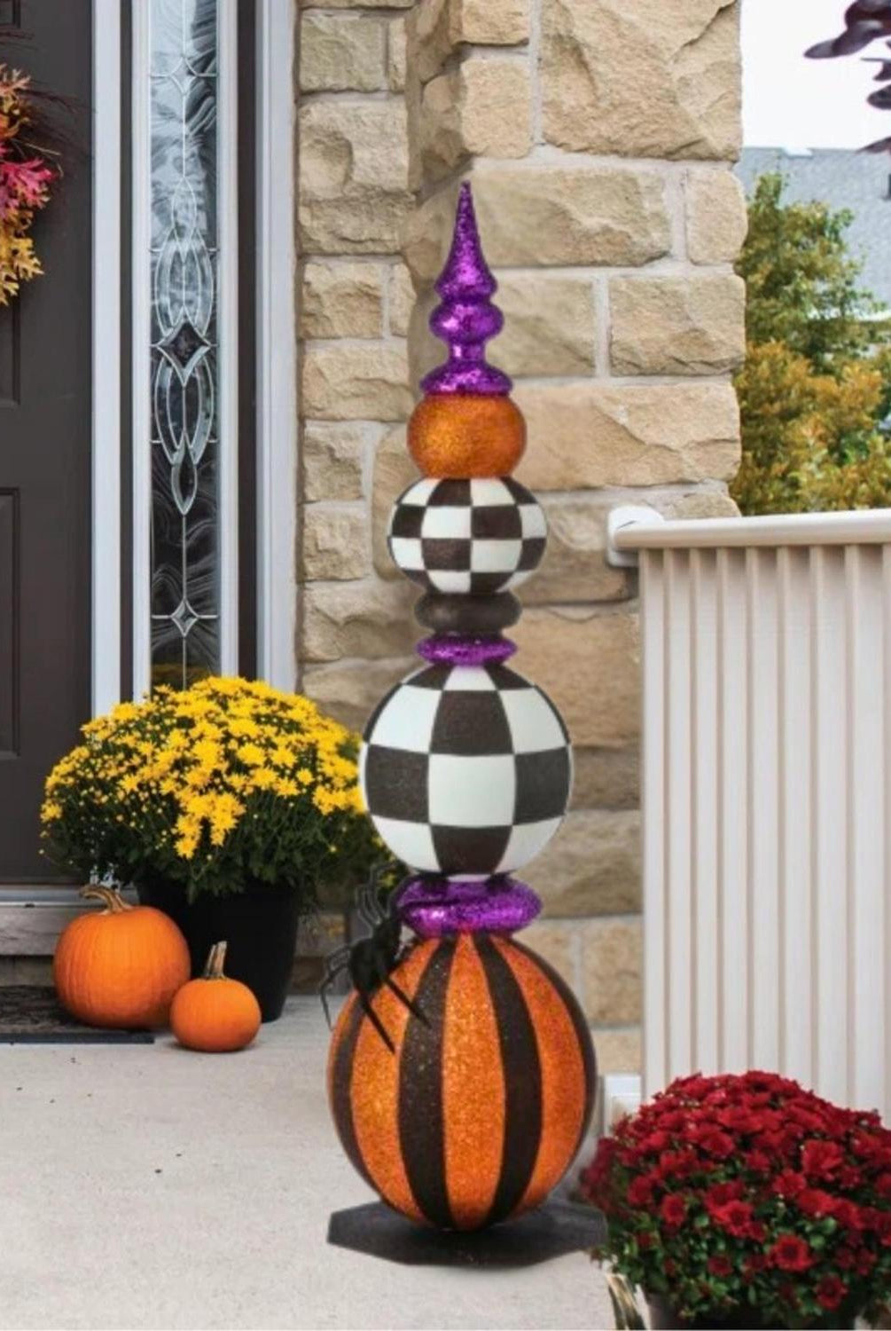 48" Glitter Halloween Ball Topiary