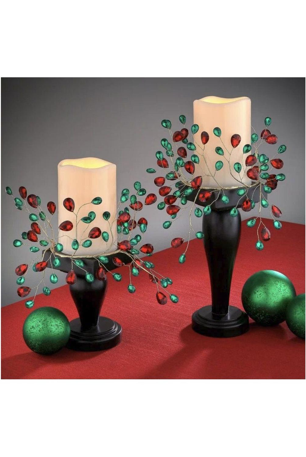 48" Metal Jewel Garland: Red/Green