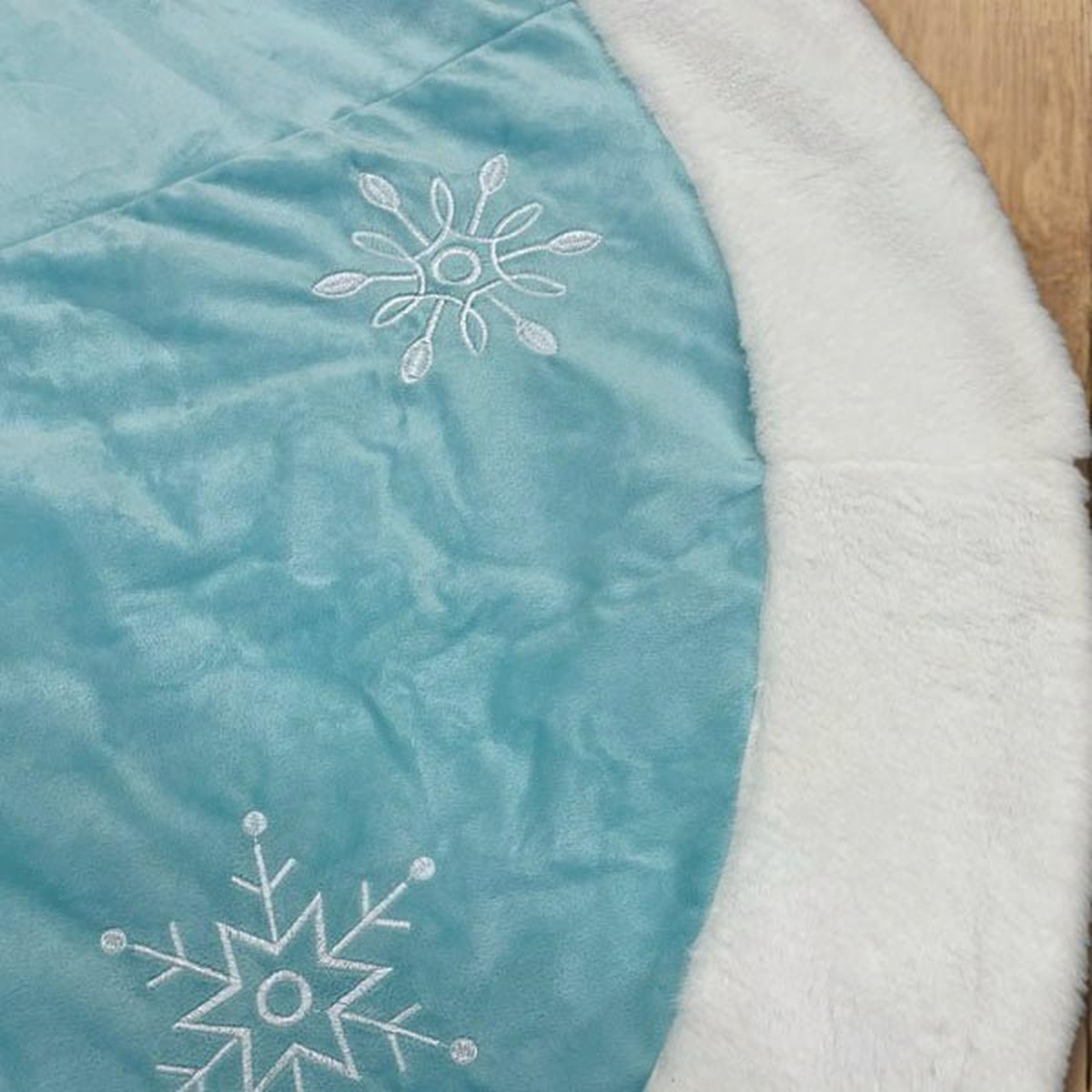 Shop For 48" Pastel Blue Snowflake Embroidered Tree Skirt With Faux Fur Trim