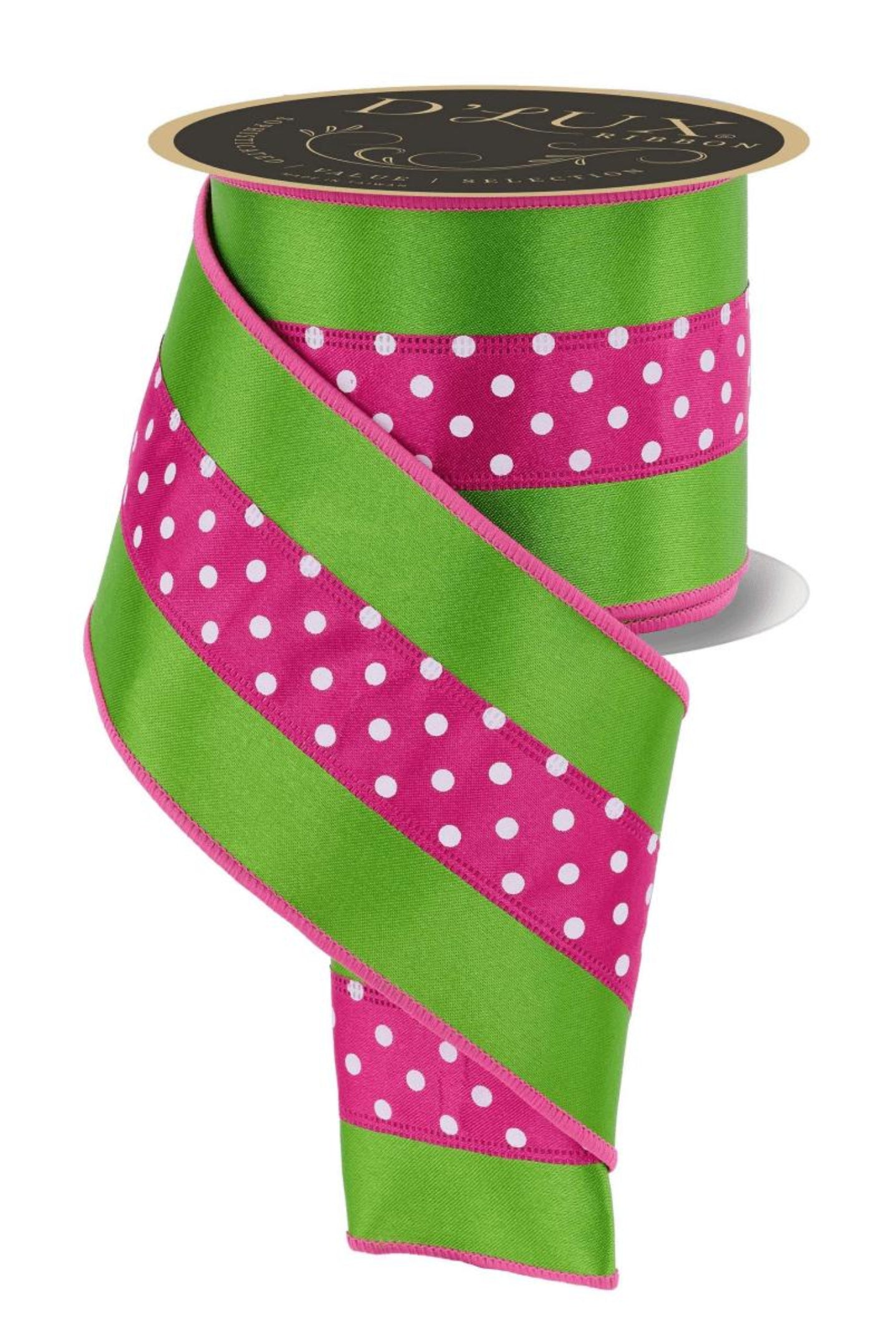 Shop For 4in 3 in 1 Polka Dot Ribbon: Hot Pink/Green (10 Yards)